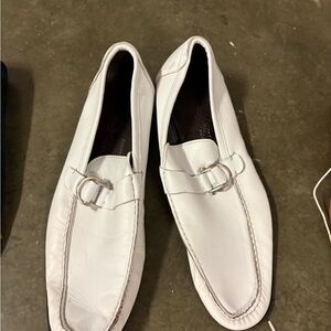 Salvatore Ferragamo White Leather Loafers